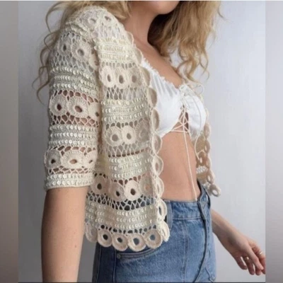 NUEVO CON ETIQUETAS Chicos Lentejuelas Tejido Precioso Cárdigan Lucelle Suéter Atractivo Marfil, Grande 2 Foto 1 de 4