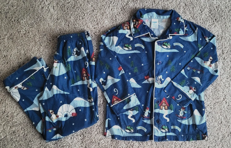 Difícil de Encontrar Gymboree Niños Talla 5 Franela 2 Piezas Pijama Invierno/Pingüino/Iglú Usado en Excelente Condición Foto 1 de 1