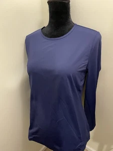 Lands End Women’s Rash Guard Top Navy Blue Long Sleeve Size Med Tall - Picture 1 of 8