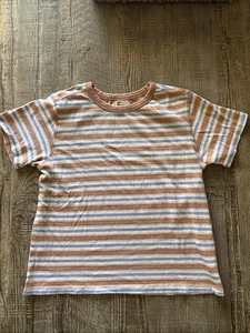 Billabong Women's Multicolored Striped Short Sleeve Cropped T-Shirt Sz. M - Picture 1 of 3