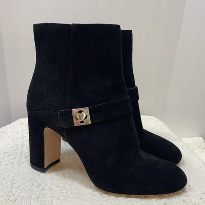 Kate Spade New York Thatcher Twistlock Suede Ankle Boots Booties Black Size 6.5 - Image 1 of 4