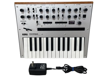 KORG Monologue Silver with Genuine AC Adapter Tested and Working Synthesizer - Image 1 of 4
