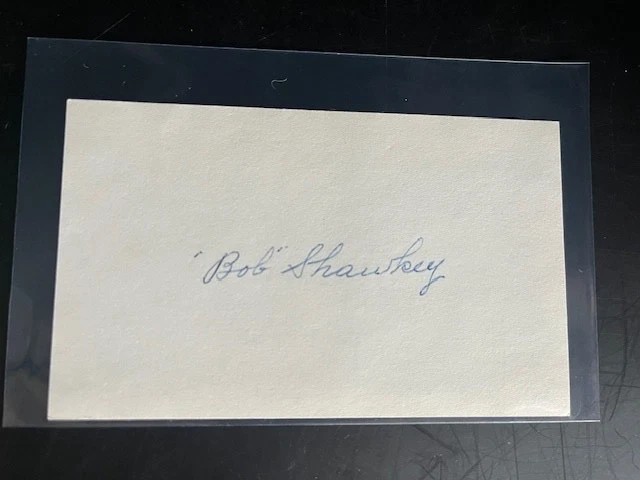 Bob Shawkey signed 3x5 -  died 1980-  Yankees WS champs 1913,1923, 1927 - Image 1 of 1