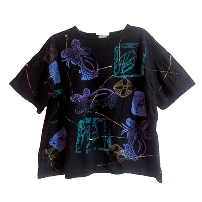 Camiseta De Colección 1121 FAST BEACH CLUB Negra Floral Pintura Brillo Talla Única Q1 Indie Foto 1 de 4