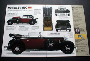 1938 MERCEDES-BENZ 540K PHOTOS FACTS TECH SPEC SHEET - Bild 1 von 1