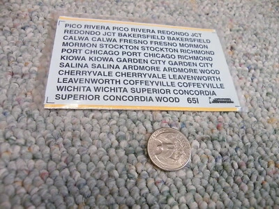 Oddballs decals HO ATSF Station Names ptd min brown Pico Rivera etc. M121 - Image 1 of 2