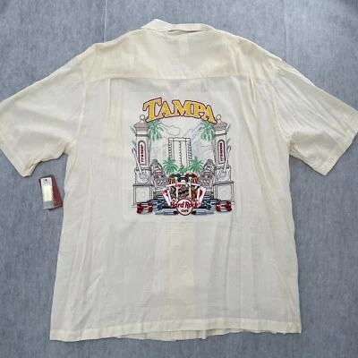 Hard Rock Cafe Shirt Adult Medium Ivory Tampa Florida Embroidered Casino Men NEW - Image 1 of 4