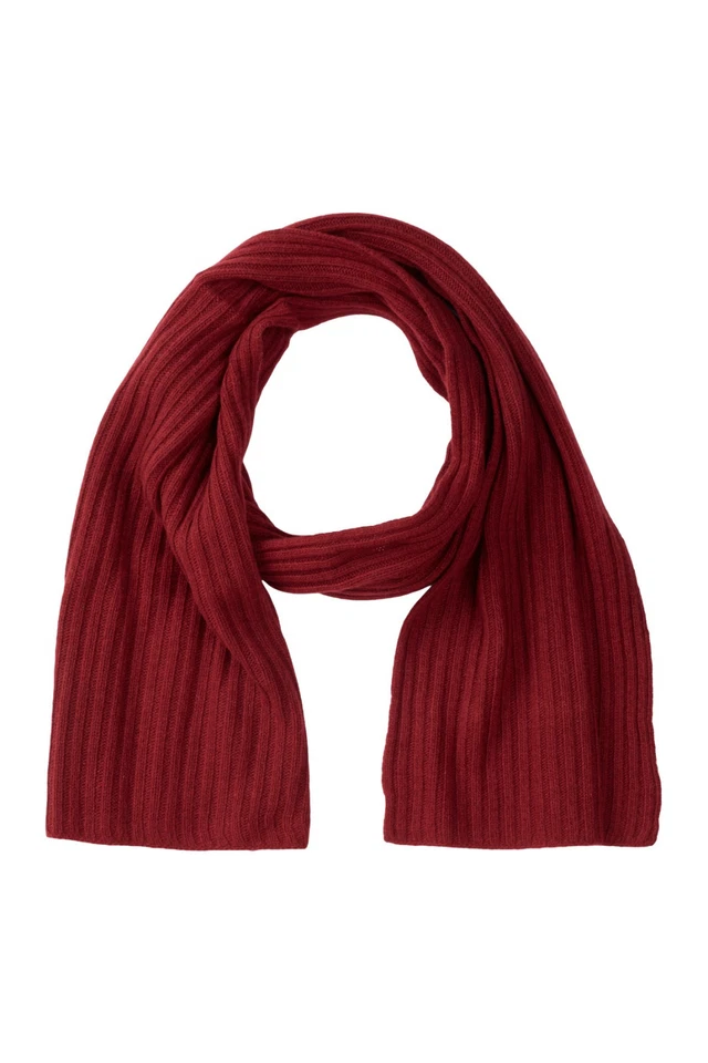 Portolano Ashton Red Ribbed Scarf, 62x10", 100% cashmere, *NEW* *FREE Shipping* - Imagem 1 de 1