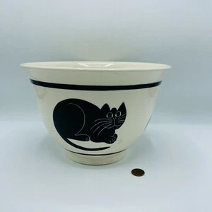 KD Karen Donleavy große handgeworfene schwarze Katze Rührschüssel handbemalt Keramik  - Bild 1 von 7