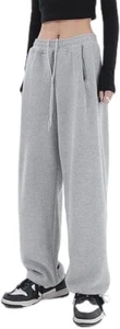 Womens Wide Leg SweatPants Casual Loose Yoga pants Comfy Lounge Medium, Gray - Picture 1 of 7