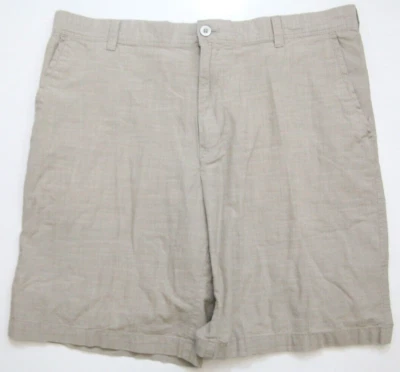 Pantalones cortos de vestir Van Heusen beige frente plano para hombre XL 38" cintura x 10" algodón AP58 Foto 1 de 4