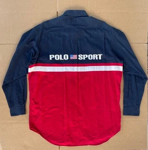 Vintage Ralph Lauren Polo Sport Herren Large Arctic Challenge Spellout rot marine - Bild 1 von 8