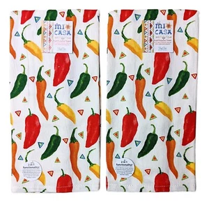 Set of 2 Mi Casa SWEET & SPICY PEPPERS Terry Kitchen Towels by Kay Dee Designs - Picture 1 of 2