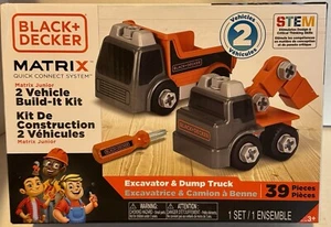 Black And Decker Matrix Jr 2 Vehicle Build Kit Excavator And Dump truck - Picture 1 of 6