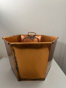Antiques poignées pot plantateur de seaux seaux vintage en cuivre hexagone 6 côtés 14,75" x 10"