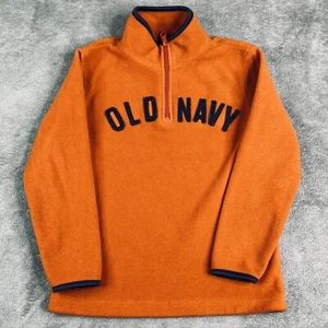 Old Navy Sweater Boys Extra Small Regular Orange 1/4 Zip-Up Fleece Pullover Logo - Picture 1 of 12