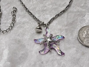 Purple Acrylic Starfish Pendant Adjustable Chain Necklace 14 To 16in - Picture 1 of 11