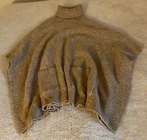 Michael Kors Poncho Cape Maglione Girocollo Marrone Beige Taglia L Tasche Oversize - Foto 1 di 21