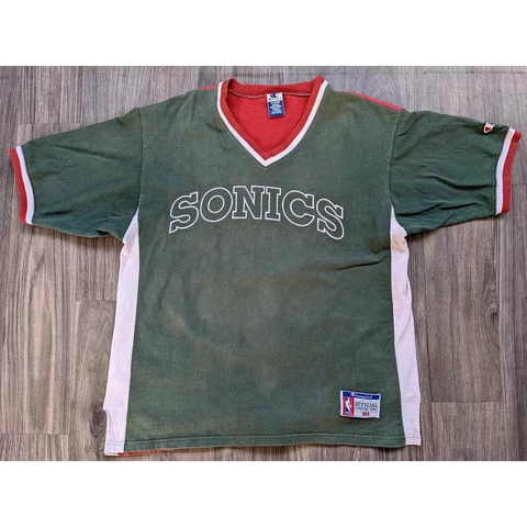 Seattle Sonics Supersonics 95 96 Champion shooting shirt warmup XL vtg NBA green Cover