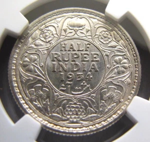 India (British) KM522 Half Rupee 1934 (C) NGC MS 61 - Picture 1 of 3