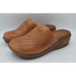 Born Womens Size 10 Yucatan Natural Full Grain Leather Slip On Clogs Shoes Mules - Picture 1 of 13