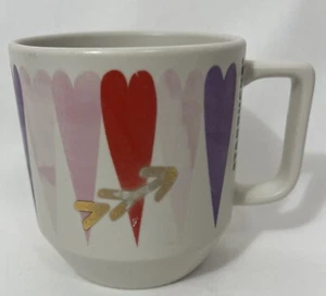 VTG Starbucks Coffee Love Mug 2016 Watercolor Pink Purple Red Hearts 12oz Mug - Picture 1 of 6