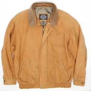Jez Montreal Leather Jacket Mens 44 Cashew Brown Shearling Collar Bomber Canada - Picture 1 of 11