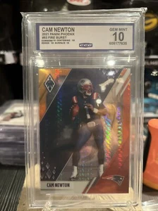 Cam Newton 2021 Panini Phoenix Fire Burst Mint 10 - Picture 1 of 2