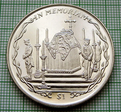 BRITISH VIRGIN ISLANDS 2002 DOLLAR, DEATH OF THE QUEEN MOTHER, BU - Image 1 of 4