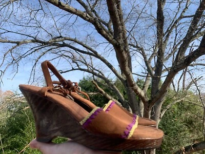 AEROSOLES Wedges Slingbacks Plataformas Salto Alto Couro Feminino Tamanho 8.5 ❤️sj17j13 - Imagem 1 de 4