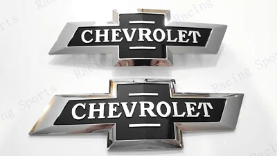 Pajarita delantera trasera personalizada cromada negra Heritage emblemas Silverado Colorado Sierra Foto 1 de 4