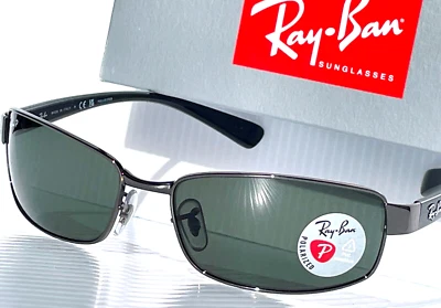 NUEVO Gafas de sol Ray Ban Gunmetal con lentes polarizadas verde oscuro RB3364 004/58 Foto 1 de 4