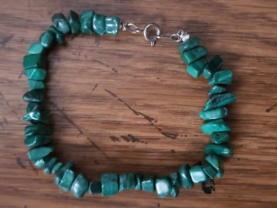 正品天然 * MALACHITE * 石手镯,7 英寸长,美国手工制作 — 第 1/4 张图片