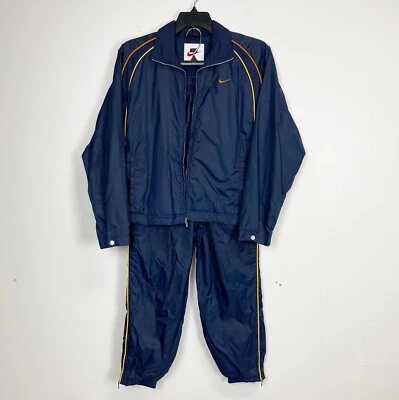 De Colección Nike Cortavientos Chándal Pantalones Chaqueta Mujer Grande Azul Marino Amarillo Naranja Foto 1 de 4