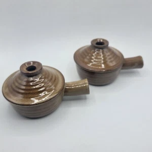 Vintage Stoneware Soup Crock With Vented Lid Set of 2 - Picture 1 of 11