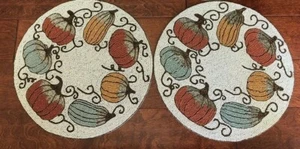x2 SIGRID OLSEN Beaded Placemats AUTUMN PUMPKINS Pair FALL THANKSGIVING NWT - Picture 1 of 10