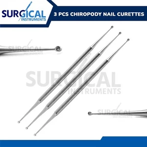 3 Chiropody Beauty Nail Curette Nail Care Cleaning Podiatry Hand Tool German Gr - Picture 1 of 3