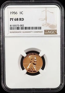 1956 Proof Lincoln Cent certified PF 68 RD by NGC! sku 73002 - Picture 1 of 4