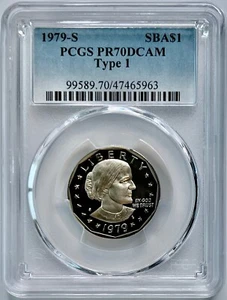 1979-S $1 Susan B Anthony tipo 1 dollaro SBA PCGS PF70DCAM - Foto 1 di 2