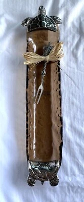 Mud Pie Glass Turtle Serving Snack Cheese Vegetable Tray, Turtle Fork New - Image 1 of 4