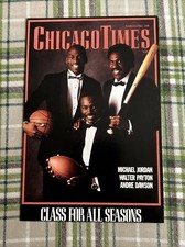 MICHAEL JORDAN - WALTER PAYTON - ANDRE DAWSON - CHICAGO TIMES COSTACOS POSTCARD