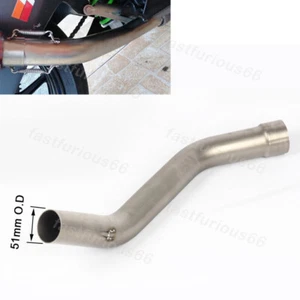 51MM Exhaust Tips Mid Connect Link Pipe For Kawasaki Ninja ZX6R ZX636 2009-2023 - Picture 1 of 4