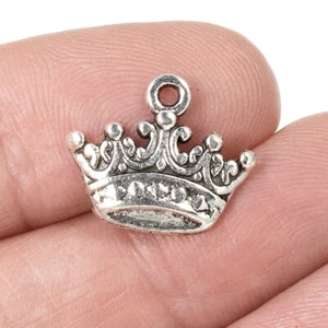 10 Crown Charms - Silver Metal Royalty Crown Pendants - King/Queen Jewelry - Picture 1 of 3