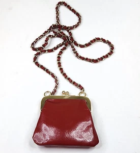 Mini bandolera vintage Express marco cartera charol rojo vinilo cadena correa - Imagen 1 de 9