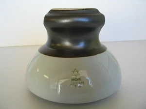 Vintage NGK 73 Japan Powerline Porcelain Insulator Saddle Style Black and Gray - Picture 1 of 13