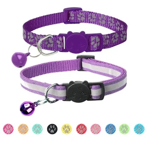 2 Pack Reflective Cat Collar Breakaway with Bell,Personalized Kitten Collars,... - Picture 1 of 6