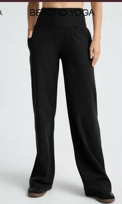 NWT Beyond Yoga Laid Back Wide Leg Pants Womens XSmall Blackest Night High Waist - Image 1 of 3