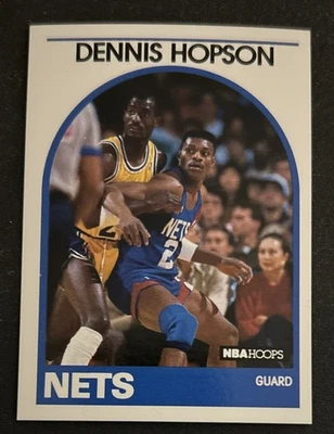 1989-90 NBA Hoops Dennis Hopson Basketball Rookie Card RC #199 Nets Guard VG O/C - Image 1 of 2
