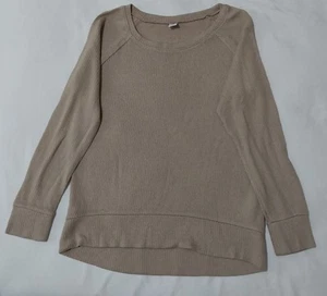 Old Navy Plush Rib Stretch Crew Neck Sweater Womens Size S Beige Mushroom ~ Used - Picture 1 of 8