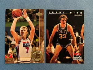 1994 Larry Bird Upper Deck & Hoops USA Basketball Lot x2 Gold Medal Dream Team - Picture 1 of 2